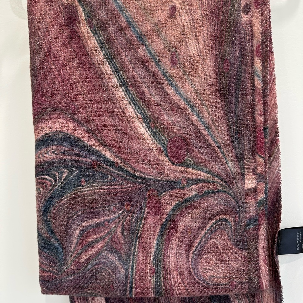 Abstract Patterned Scarf in Burgundy and Gray